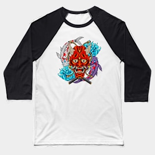 Oni Skull and Koi Fish 1.2 Baseball T-Shirt